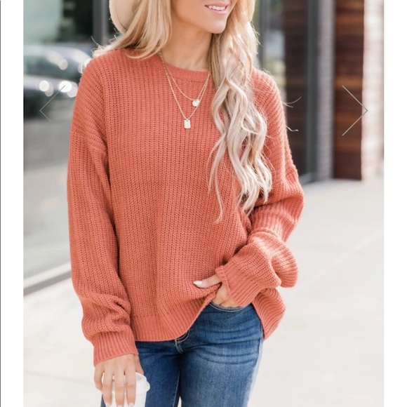 Small DREAMING AT DUSK SWEATER in RUST Orange by Pink Lily - Picture 2 of 6